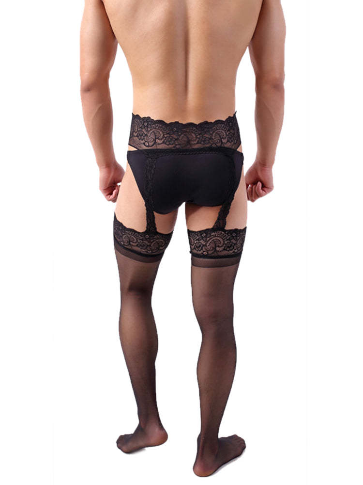 BLACKRISS™Men's Long Tube Stockings Ultra-thin Pantyhose - Black-Blackriss
