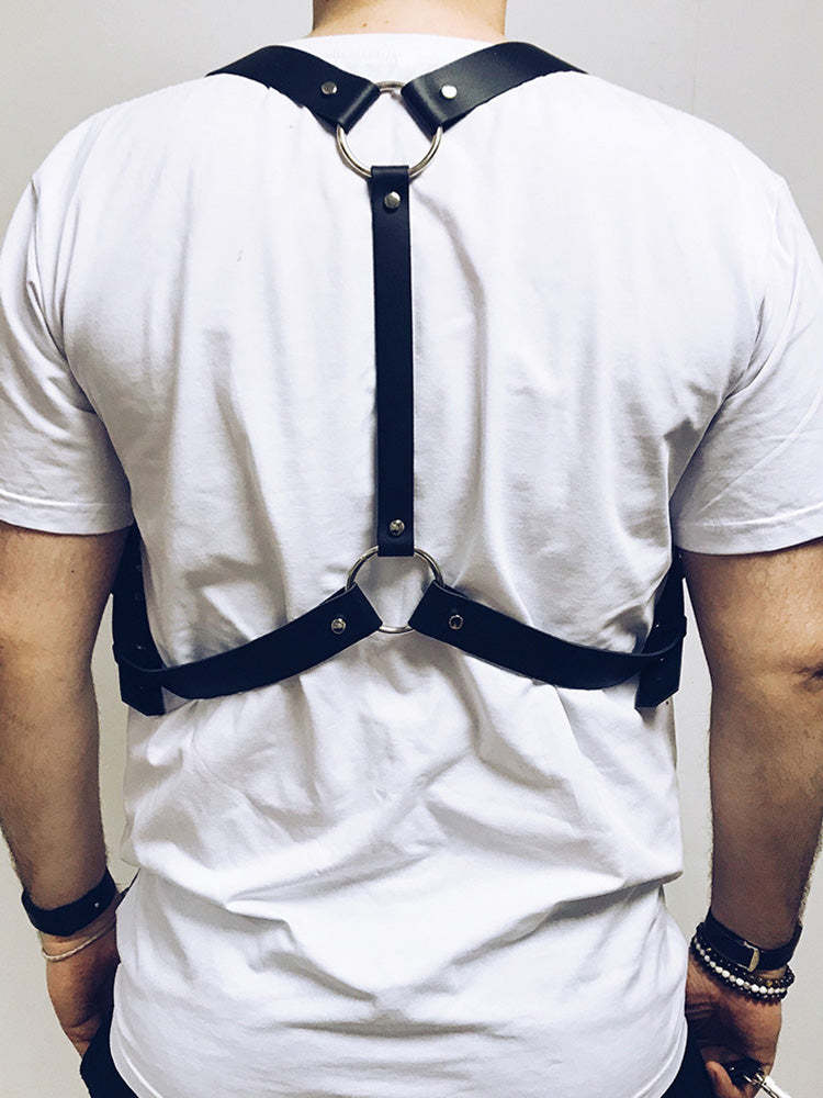 BLACKRISS™Men's Leather Restraints Shoulder Strap Harness - Black-Blackriss