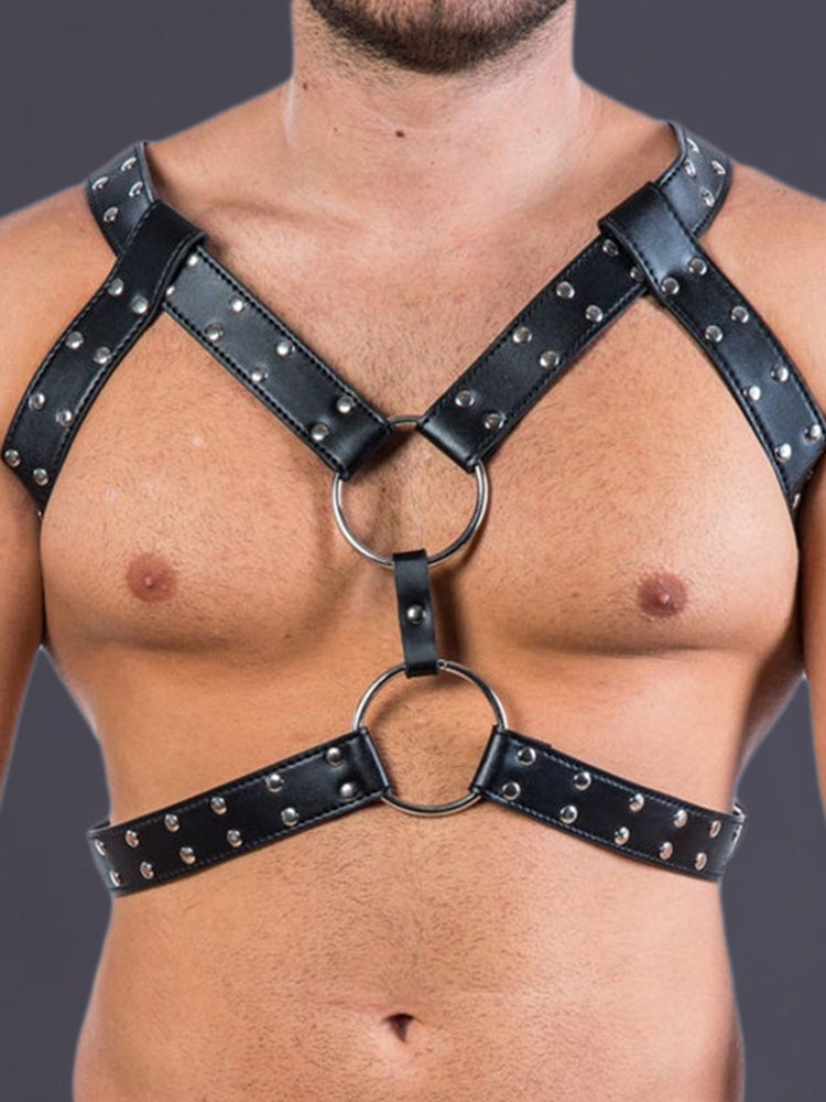 BLACKRISS™Men's Leather Erotic Restraint Belt - Black-Blackriss