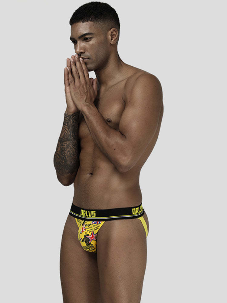 BLACKRISS™Men's U Convex Multicolor Sexy Print Breathable Ice Silk Thong-Blackriss