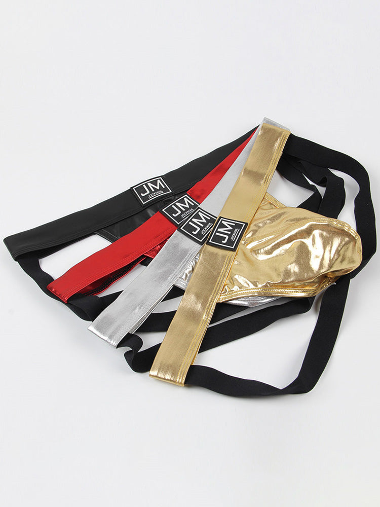 BLACKRISS™Men's Open Crotch Leather Double Thong-Blackriss