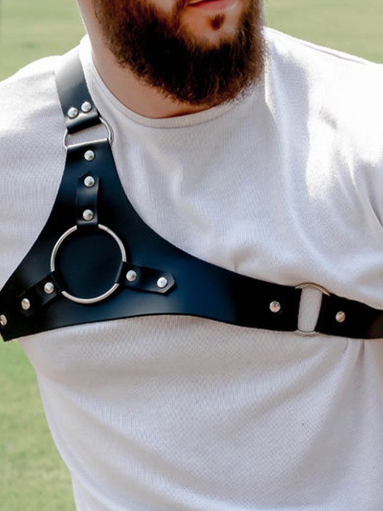 BLACKRISS™Crossbody Shoulder Wide Strap Leather Harness - Black-Blackriss