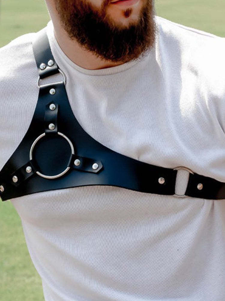 BLACKRISS™Crossbody Shoulder Wide Strap Leather Harness - Black-Blackriss