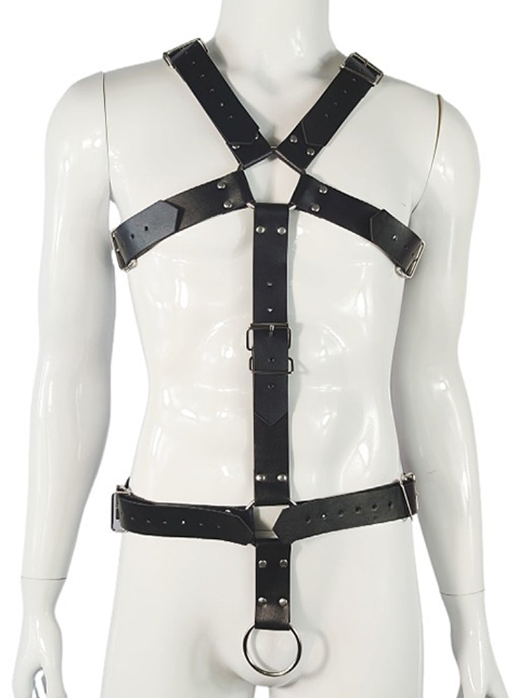 BLACKRISS™Men's Corset Sexy Bundle Leather Strap Harness Strap - Black-Blackriss