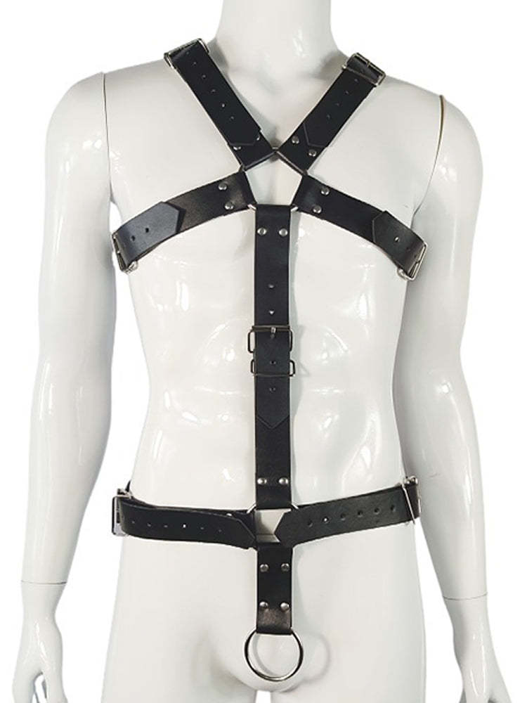 BLACKRISS™Men's Corset Sexy Bundle Leather Strap Harness Strap - Black-Blackriss