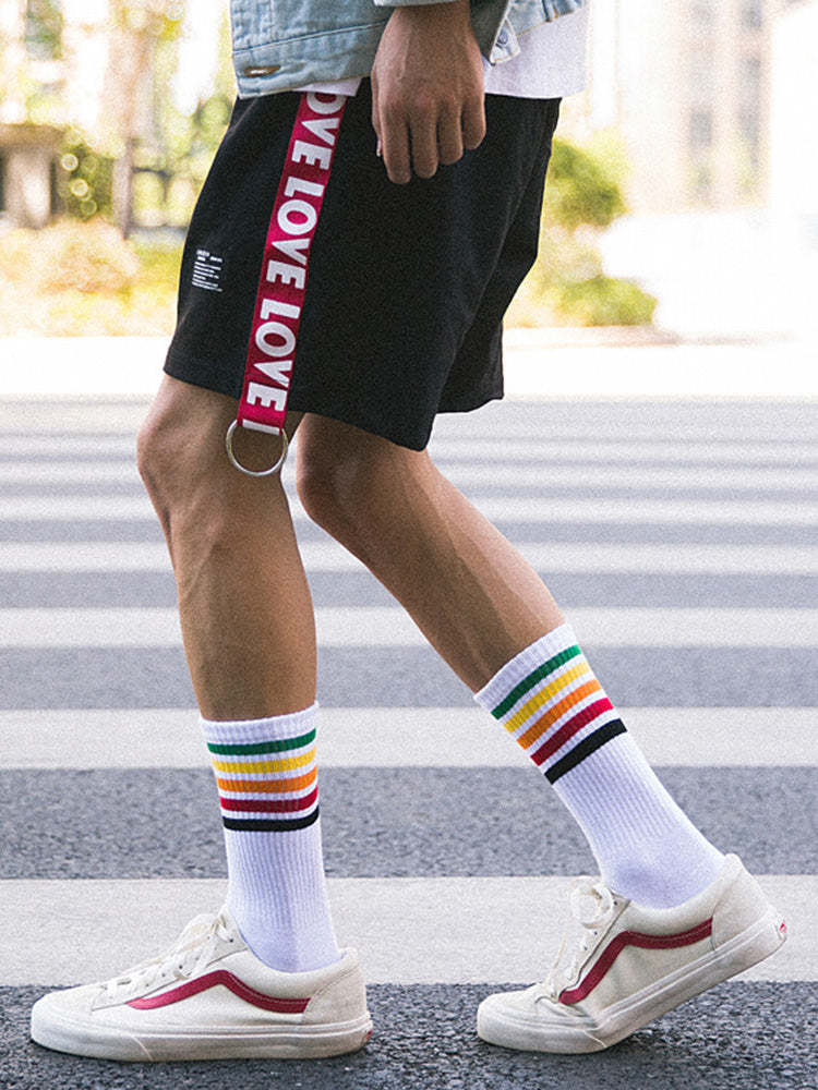 BLACKRISS™Rainbow Striped Cotton Sports Socks-Blackriss