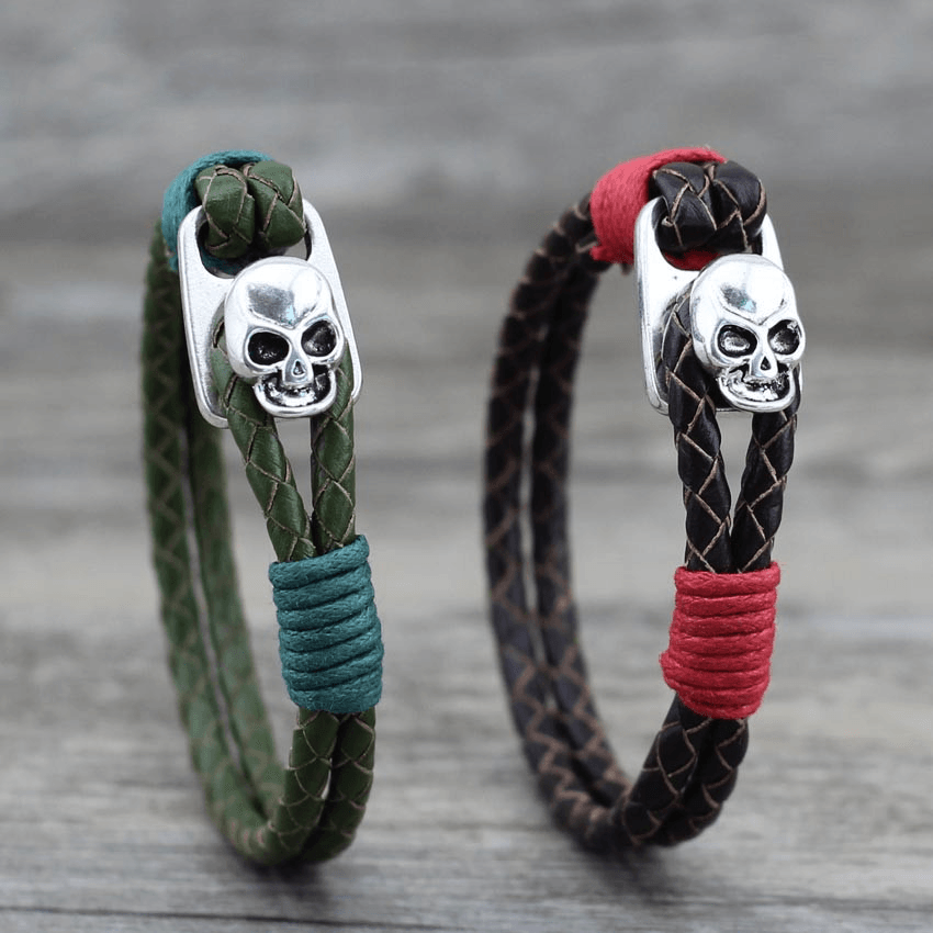 Blackriss™Skull Leather Bracelet-Blackriss