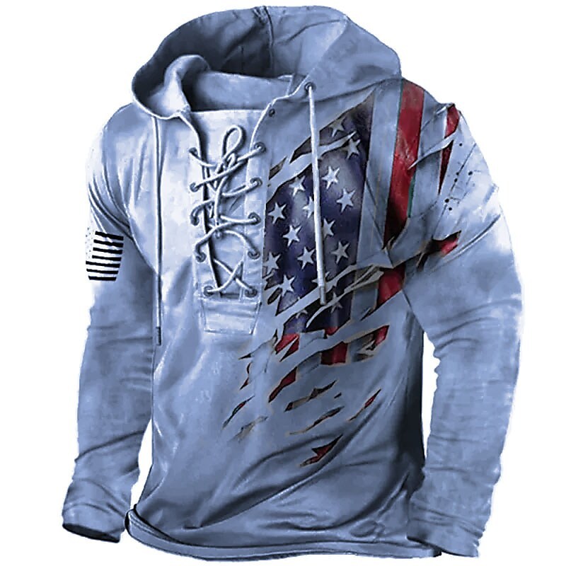 BLACKRISS™Men's Unisex Pullover Hoodie Sweatshirt Hooded Graphic Prints National-Blackriss