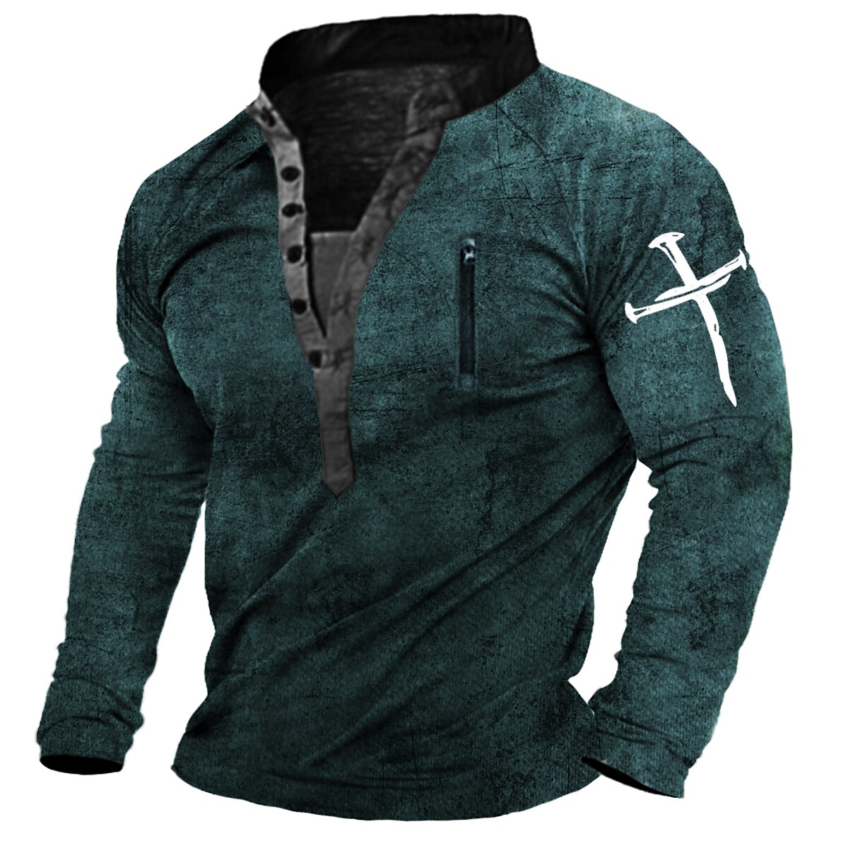 BLACKRISS™Men's Unisex Sweatshirt Pullover Graphic Prints Cross Zipper Print Cas-Blackriss