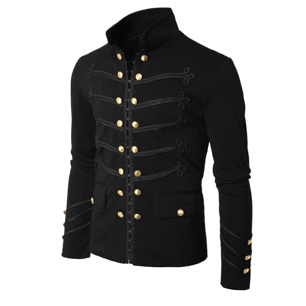 BLACKRISS™Men's Gothic Steampunk Stand Collar Military Style Jacket 3 Colors-Blackriss