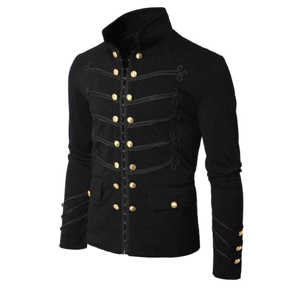 BLACKRISS™Men's Gothic Steampunk Stand Collar Military Style Jacket 3 Colors-Blackriss