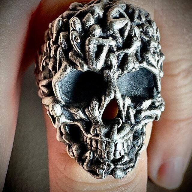 BLACKRISS™Gothic Death Skull Ring - Sterling Silver Skull Ring-Blackriss