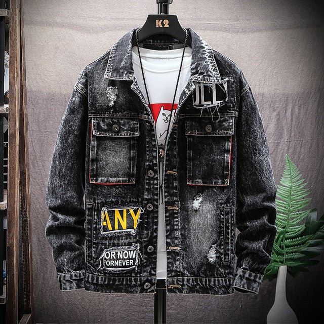 Blackriss™Men's Skull Denim Jacket-Blackriss