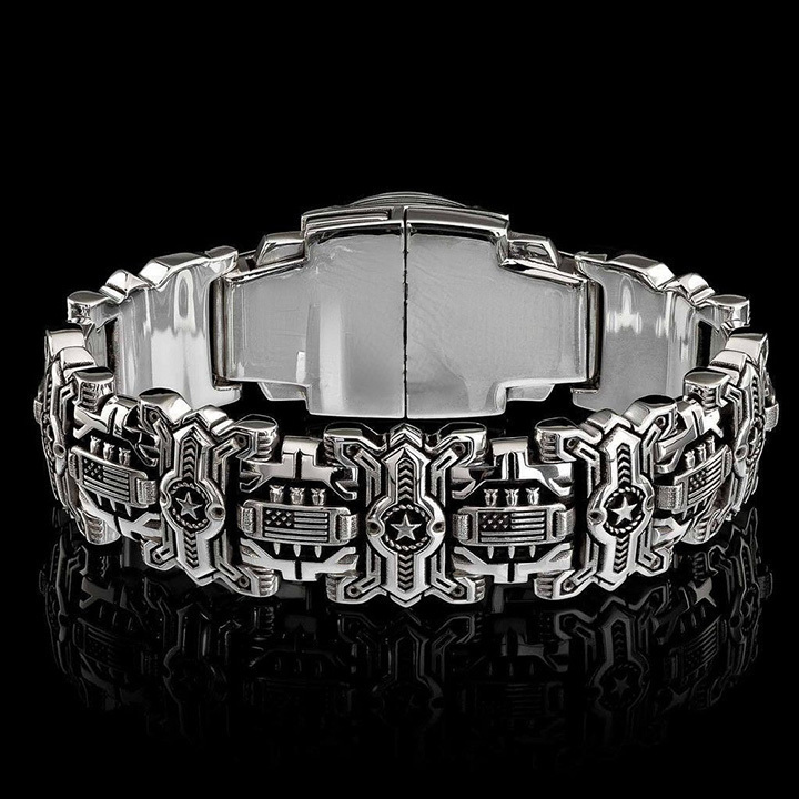 BLACKRISS™Armed Forces Destiny Struggle Skull Interlock Bracelet-Blackriss