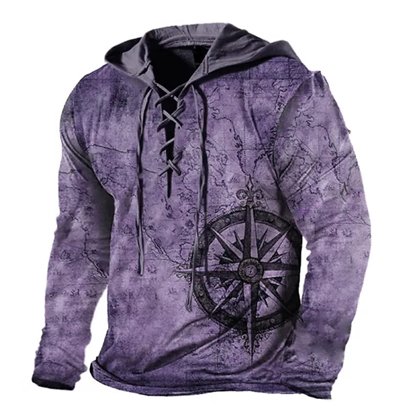 BLACKRISS™Men's Unisex Pullover Hoodie Sweatshirt Hooded Graphic Prints Lace up-Blackriss