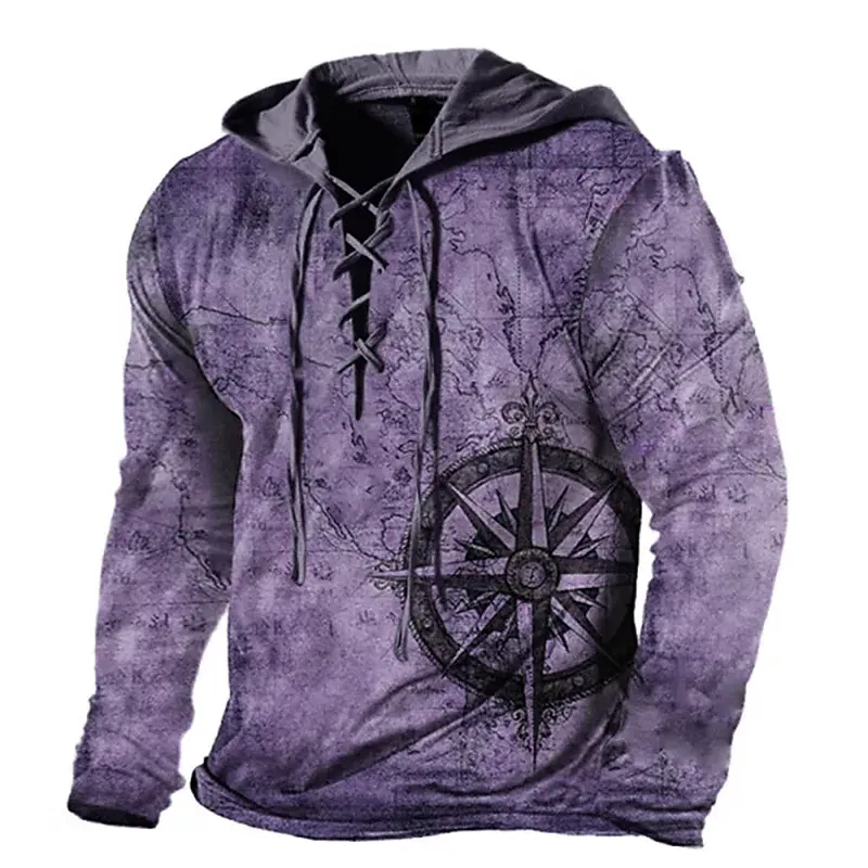 BLACKRISS™Men's Unisex Pullover Hoodie Sweatshirt Hooded Graphic Prints Lace up-Blackriss