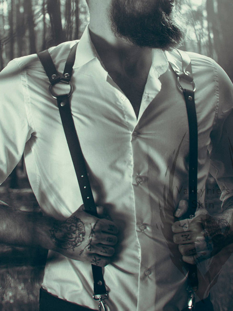 BLACKRISS™Men's Leather Erotic Restraint Belt - Black-Blackriss