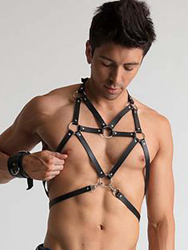 BLACKRISS™Men's Adjustable Erotic Leather Bondage Strap Harness-Blackriss
