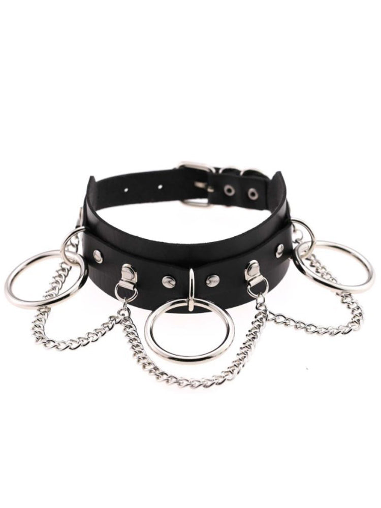 BLACKRISS™PU Leather Punk Chain Choker - Black-Blackriss
