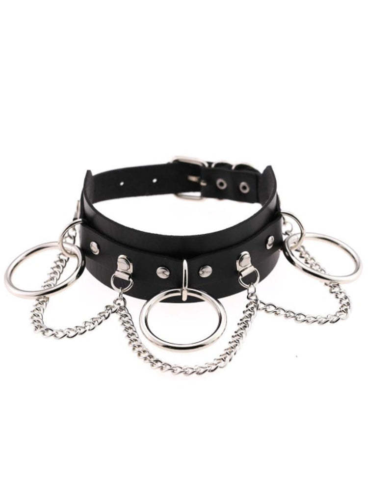 BLACKRISS™PU Leather Punk Chain Choker - Black-Blackriss