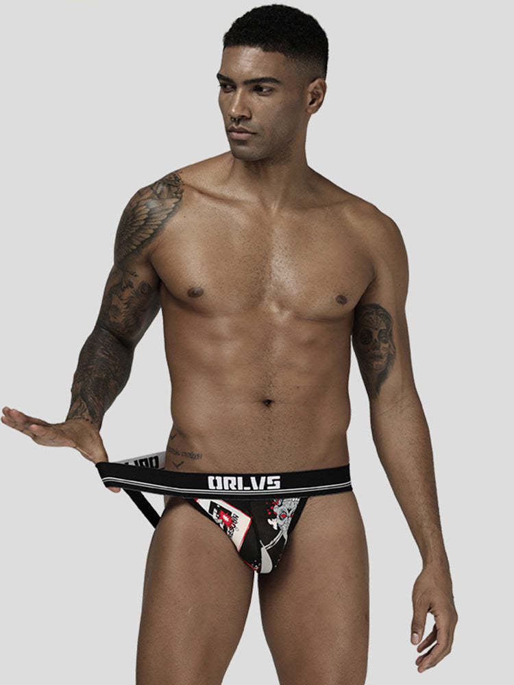 BLACKRISS™Men's U Convex Multicolor Sexy Print Breathable Ice Silk Thong-Blackriss