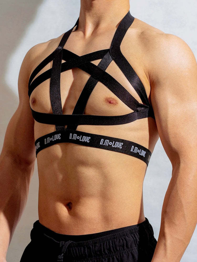 BLACKRISS™Men's Fashion Letters Sexy Hollow Erotic Harness-Blackriss
