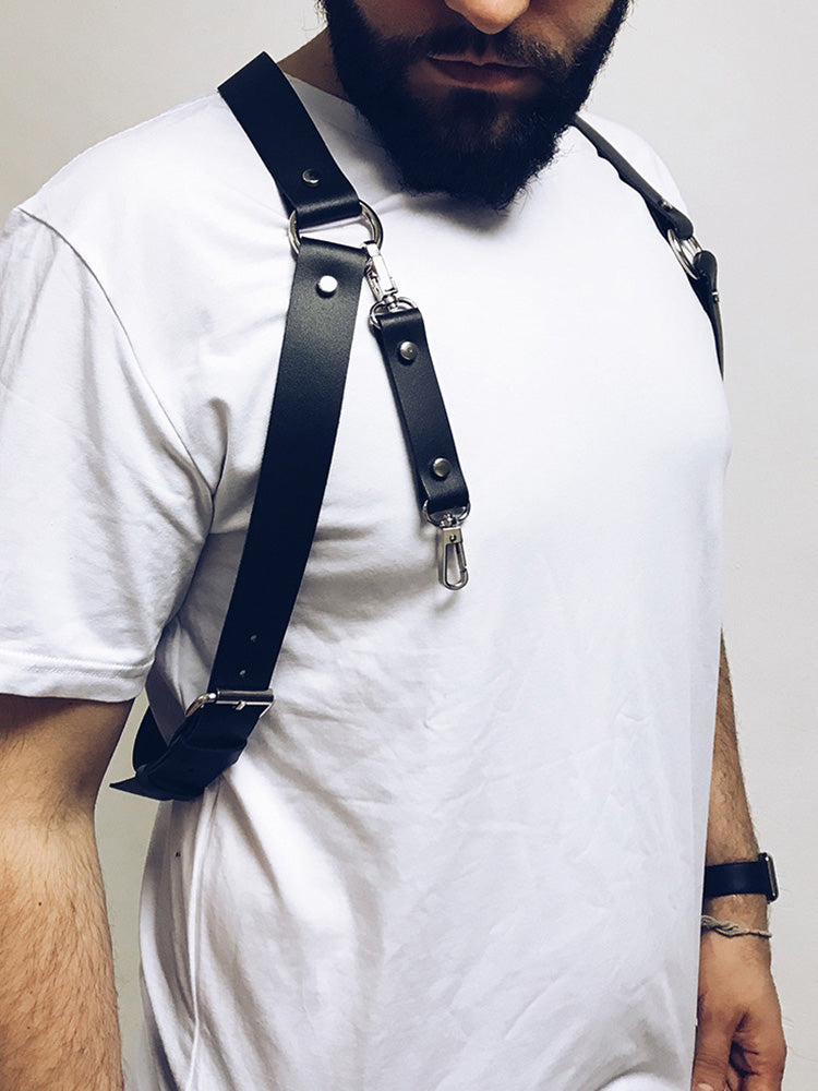BLACKRISS™Men's Leather Restraints Shoulder Strap Harness - Black-Blackriss