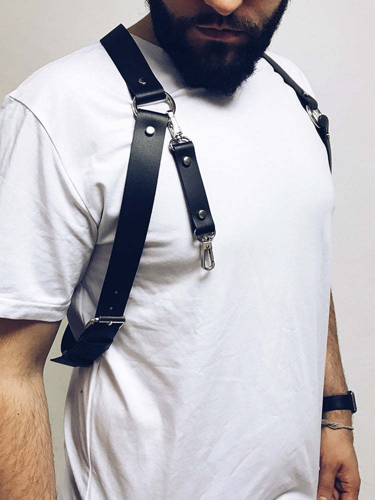 BLACKRISS™Men's Leather Restraints Shoulder Strap Harness - Black-Blackriss