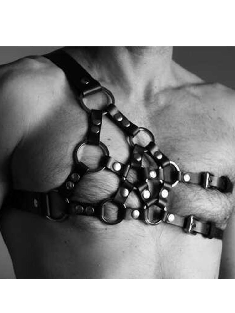 BLACKRISS™Men's Strap Leather Strap Harness - Black-Blackriss