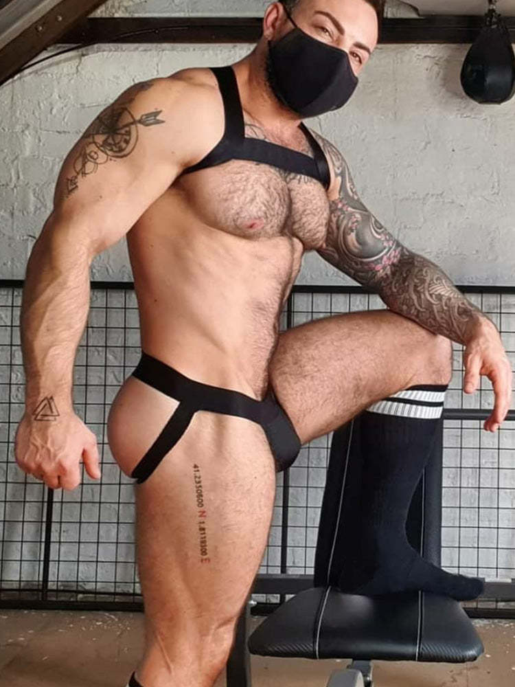 BLACKRISS™Men's Double Thong Briefs Harness Set-Blackriss