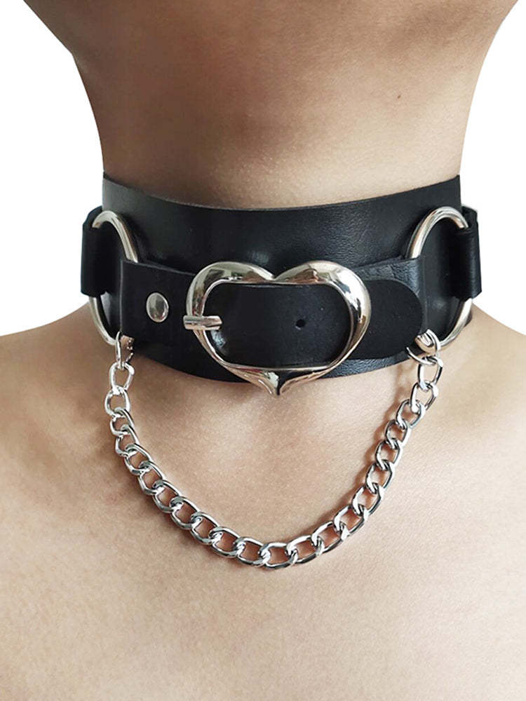 BLACKRISS™Punk Personality Heart-shaped Leather Double Layer Choker-Blackriss