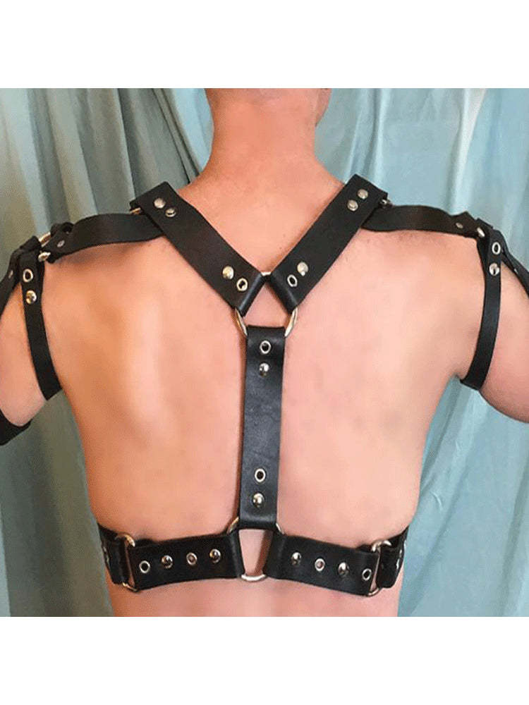 BLACKRISS™Sexy Men's Leather Hunk Harness Strap - Black-Blackriss