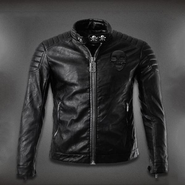 Blackriss™Men's Skull Leather Jacket-Blackriss