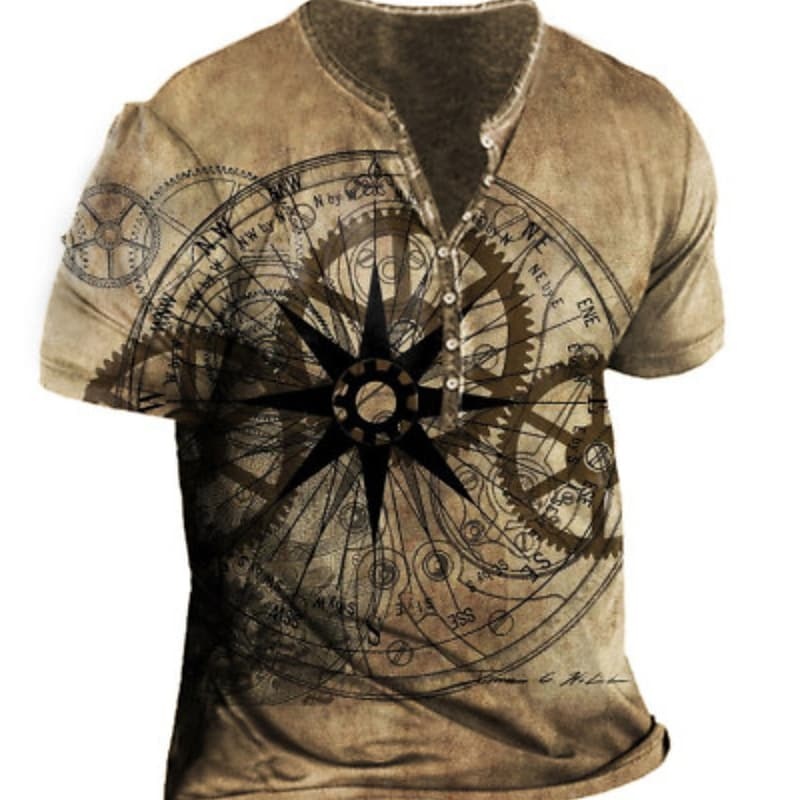 BLACKRISS™Men's T shirt Tee Letter Crew Neck Casual Daily Button-Down Tops Casua-Blackriss