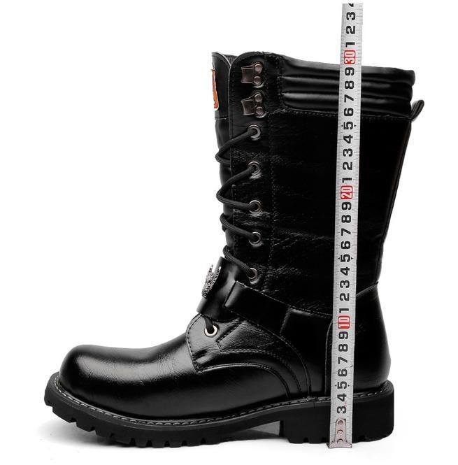 BLACKRISS™Men's Punk Laced Up Faux Leather Military Combat Boots-Blackriss