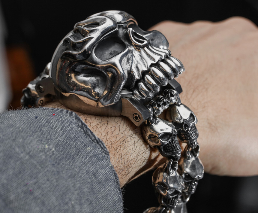 BLACKRISS™Men's Raging Skull Watch--Openable sterling silver skull cap-Blackriss