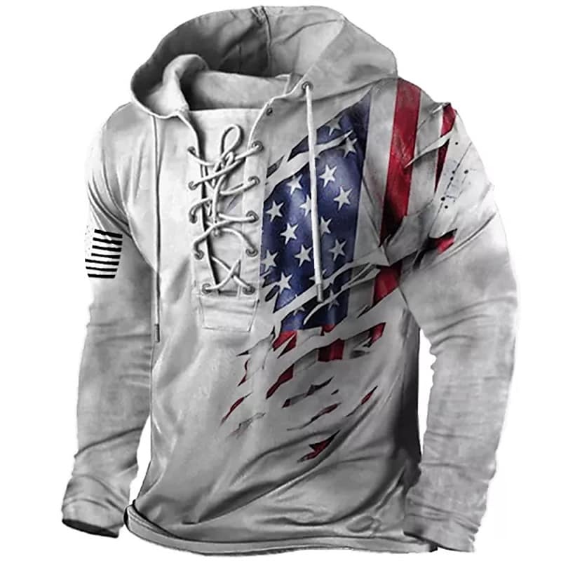 BLACKRISS™Men's Unisex Pullover Hoodie Sweatshirt Hooded Graphic Prints National-Blackriss