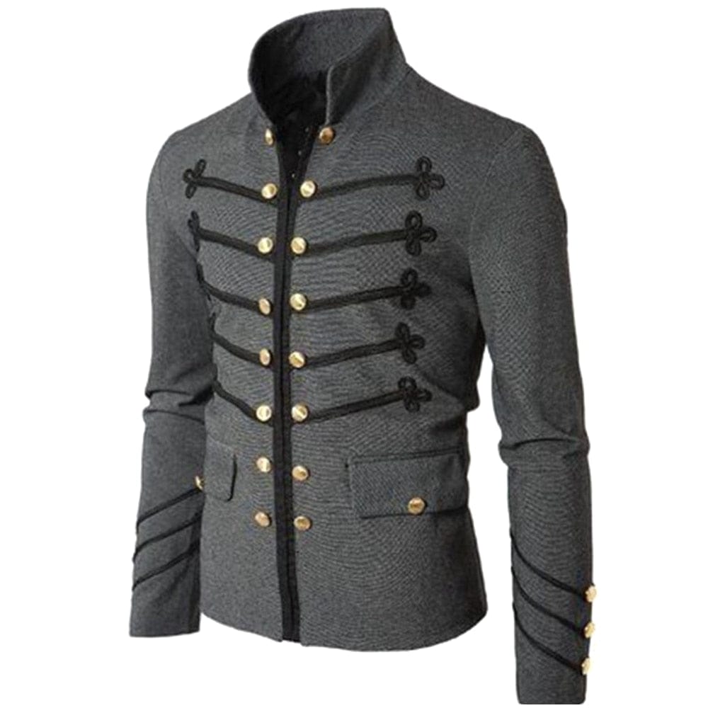BLACKRISS™Men's Gothic Steampunk Stand Collar Military Style Jacket 3 Colors-Blackriss