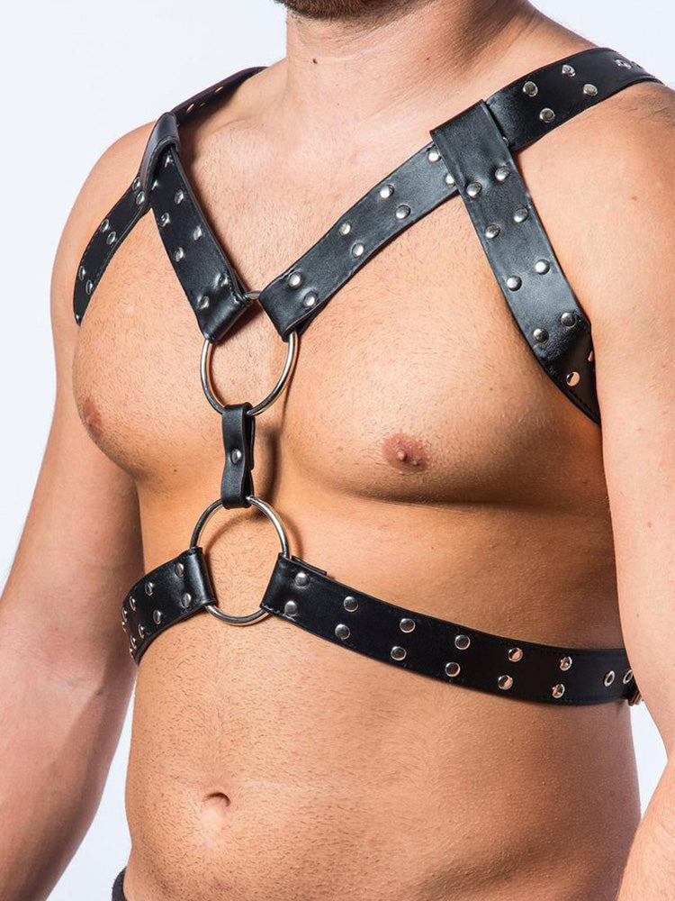 BLACKRISS™Men's Leather Erotic Restraint Belt - Black-Blackriss