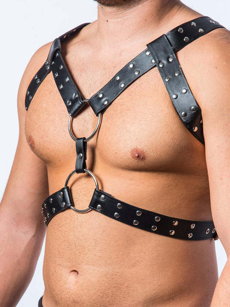 BLACKRISS™Men's Leather Erotic Restraint Belt - Black-Blackriss
