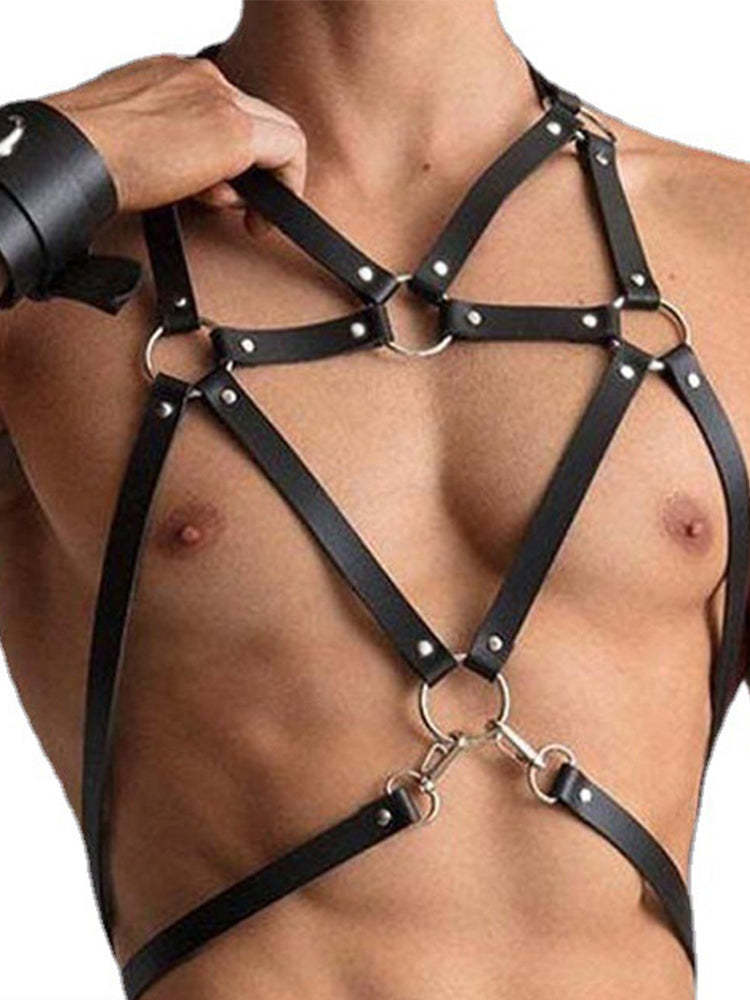 BLACKRISS™Men's Adjustable Erotic Leather Bondage Strap Harness-Blackriss