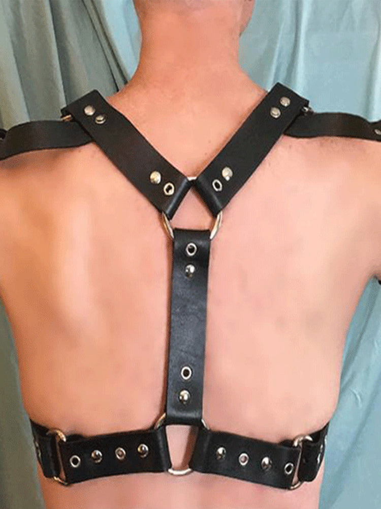 BLACKRISS™Sexy Men's Leather Hunk Harness Strap - Black-Blackriss