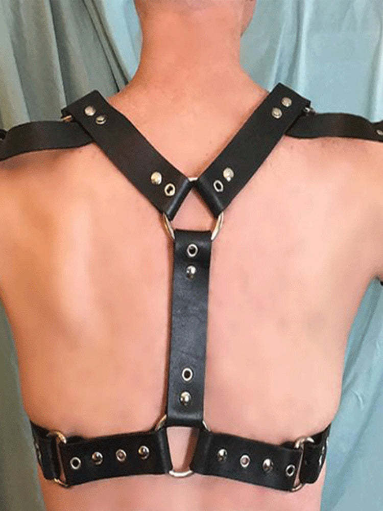 BLACKRISS™Sexy Men's Leather Hunk Harness Strap - Black-Blackriss
