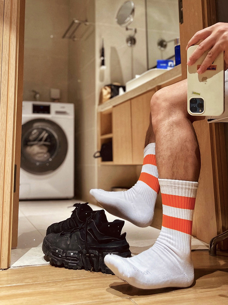 BLACKRISS™Men's Fashion Terry Striped Mid Tube Socks-Blackriss