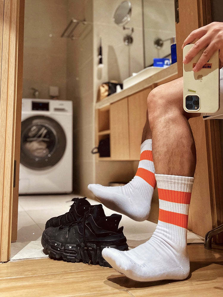 BLACKRISS™Men's Fashion Terry Striped Mid Tube Socks-Blackriss