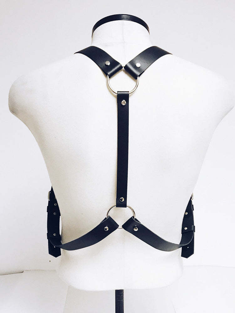 BLACKRISS™Men's Leather Restraints Shoulder Strap Harness - Black-Blackriss