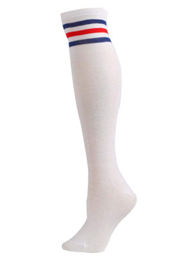 BLACKRISS™Striped White Crew Sports Socks-Blackriss