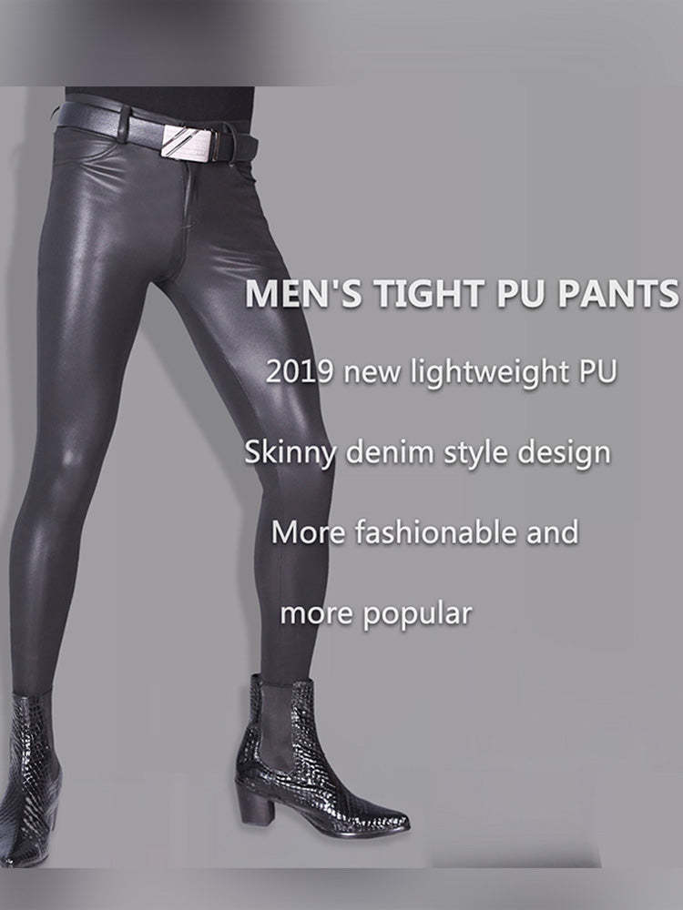 BLACKRISS™Nightclub PU Tight Socks Men's Leather Pants-Blackriss