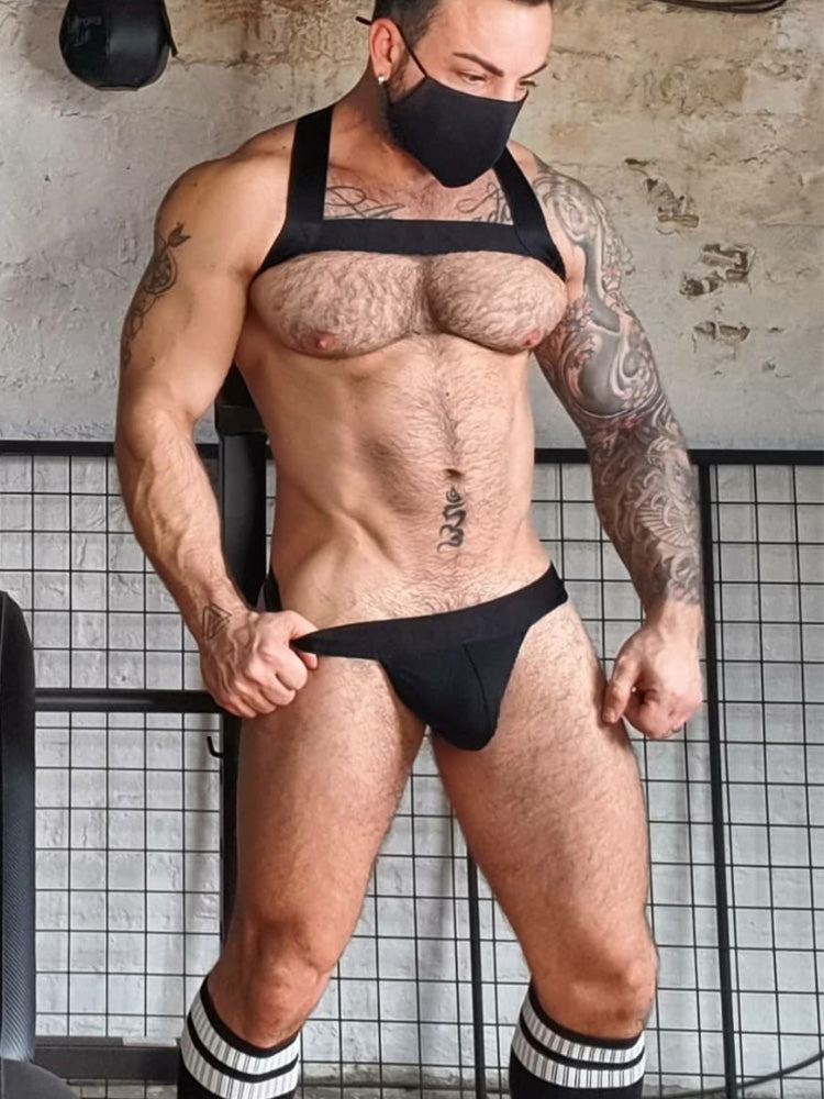 BLACKRISS™Men's Double Thong Briefs Harness Set-Blackriss