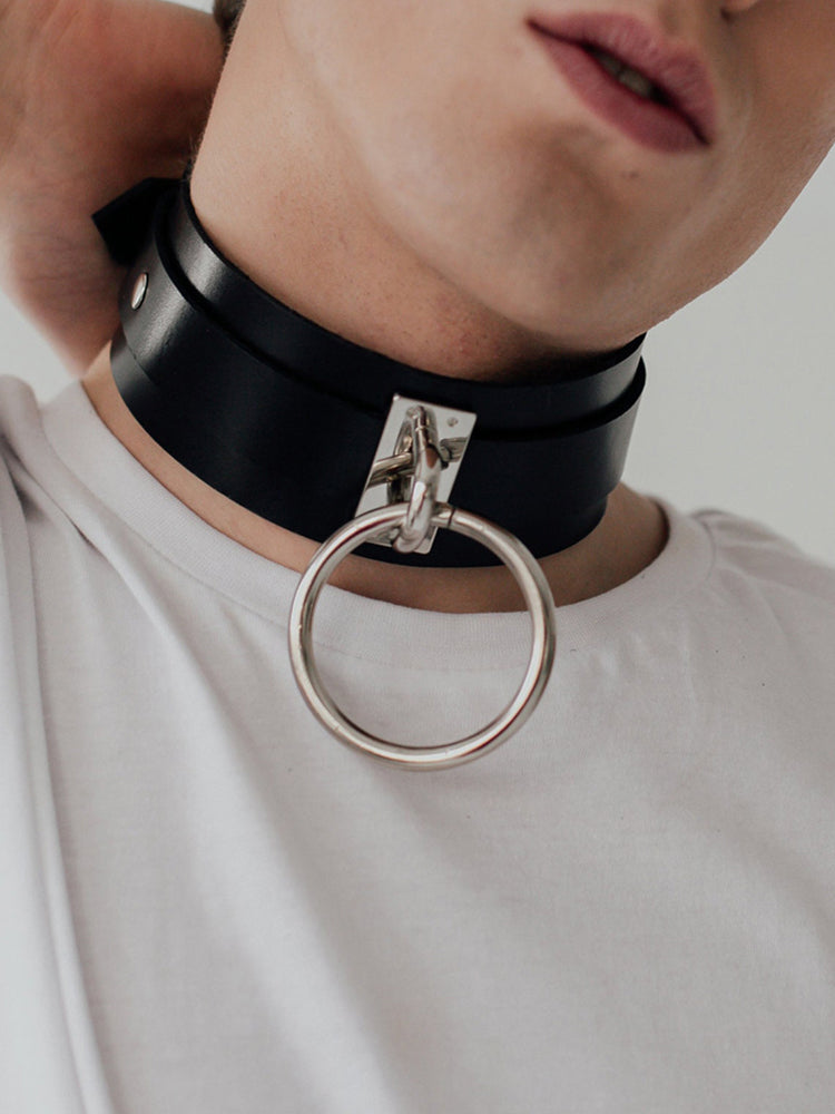 BLACKRISS™Leather Ring Traction Rope Choker-Blackriss
